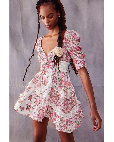 For Love & Lemons Rosalyn Mini Dress At Free People In Pink, Size: Xs