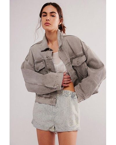 Free People Citizens Of Humanity Quira Puff Denim Jacket - Gray