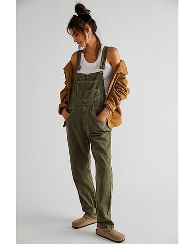 Free People Ziggy Denim Overalls At Free People In Army, Size: Small - Green