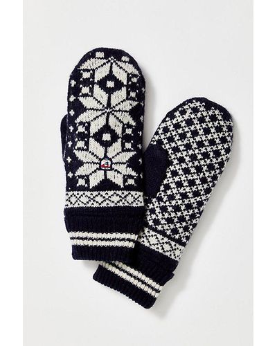 Hestra Isvik Mittens At Free People In Navy, Size: Small - White