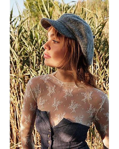 Free People Berkeley Slouch Lieutenant Hat At In Charcoal - Gray