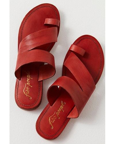 Free People Abilene Toe Loop Sandals - Red