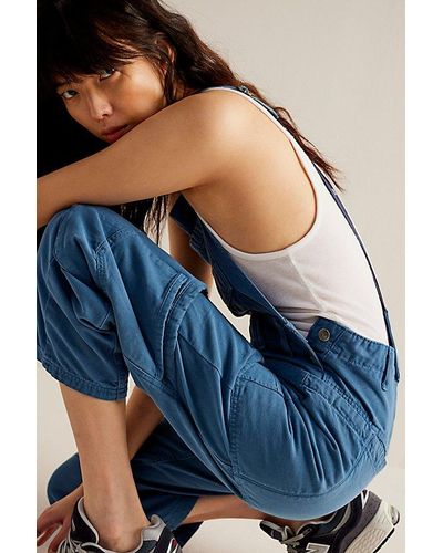 Free People Rayna Carpenter Overalls At In Copenhagen Combo, Size: Xs - Blue