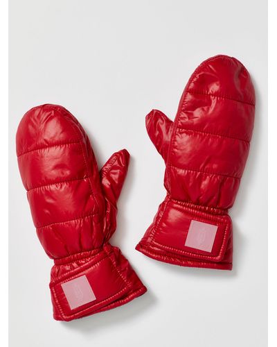 Free People Show Off Puffer Mittens - Red