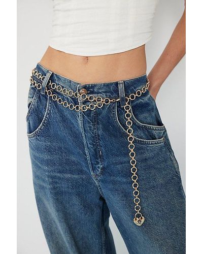 Free People Timeless Chain Belt At In Gold Rush - Multicolour
