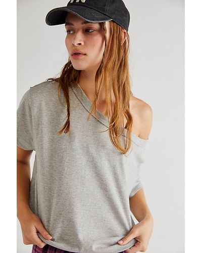 Free People Yours Truly Heathered Tee - Grey