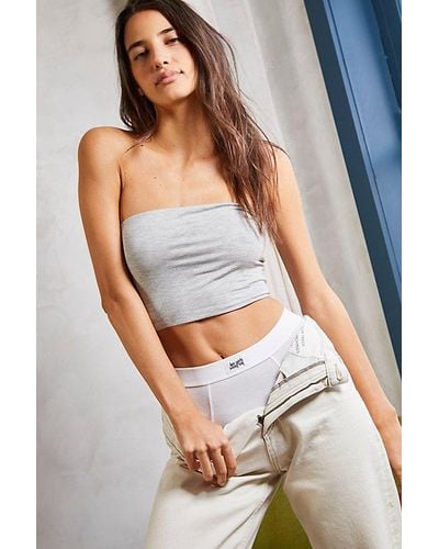 Free People Essential Bandeau Brami Top At In Heather Gray, Size: Small