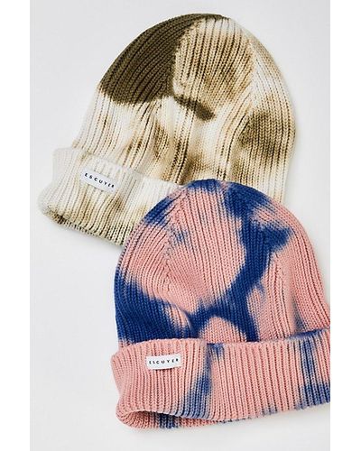 Escuyer Tie Dye Beanie At Free People In Indigo Pink - Multicolour