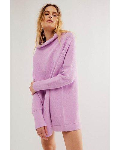 Free People Ottoman Slouchy Tunic Sweater At In Lilac Bouquet, Size: Xs - Purple