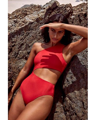 Beach Riot Celine Ribbed One-piece At Free People In Holiday Red, Size: Xs