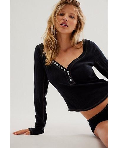 Intimately By Free People Coffee Chat Long-sleeve Top - Black