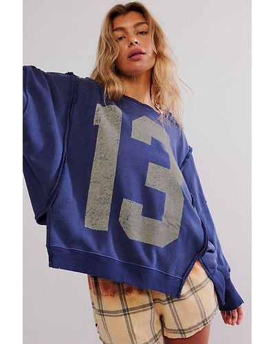 Free People Graphic Camden Pullover - Blue