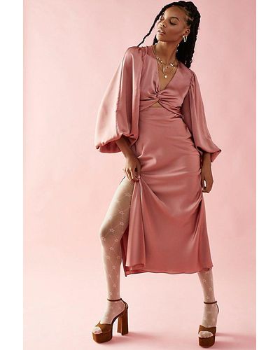 Shona Joy Luxe Twist Midi Dress - Pink