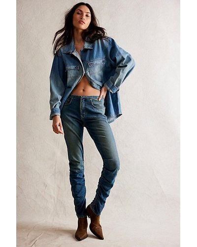 Free People We The Free Daliah Stacked Straight-leg Jeans - Blue