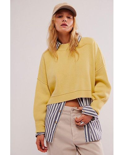 Free People Easy Street Crop Pullover - Yellow