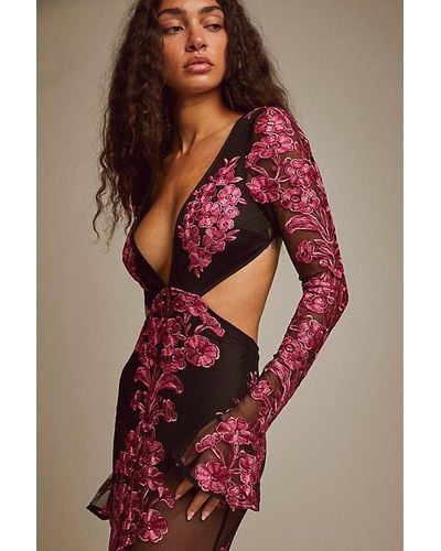 For Love & Lemons Temecula Cut Out Maxi Dress At Free People In Pink Ombre, Size: Xs - Red