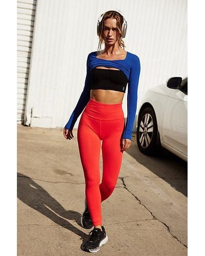 Free People, Pants & Jumpsuits, Free People Movement Swerve Lace Up Crop  Leggings In Coral Pink High Rise Small