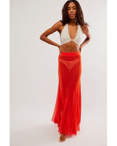 Intimately By Free People Godet Girl Mesh 1/2 Slip - Red