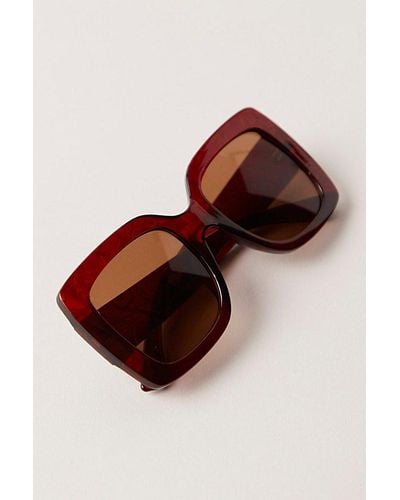 Free People Sugar Oversized Square Sunglasses - Red