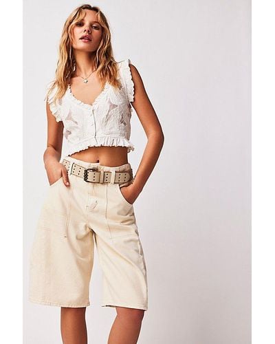 Free People Extreme Measures Barrel Shorts At Free People In White, Size: 25 - Natural