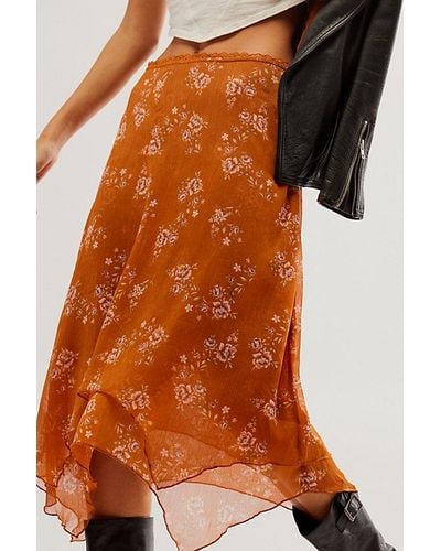 Free People Garden Party Skirt At In Caramel Combo, Size: Xs - Orange