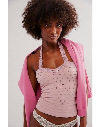 Intimately By Free People Eyelet Seamless Halter Top - Pink