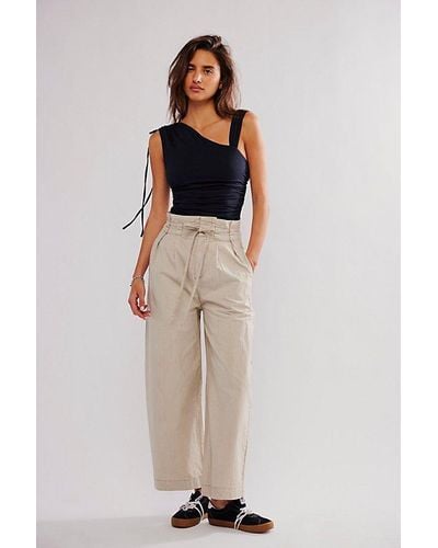 Free People Sienna Paper Bag Trousers - Natural