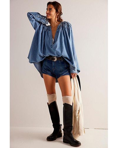 Free People We The Free Another Love Denim Tunic - Blue