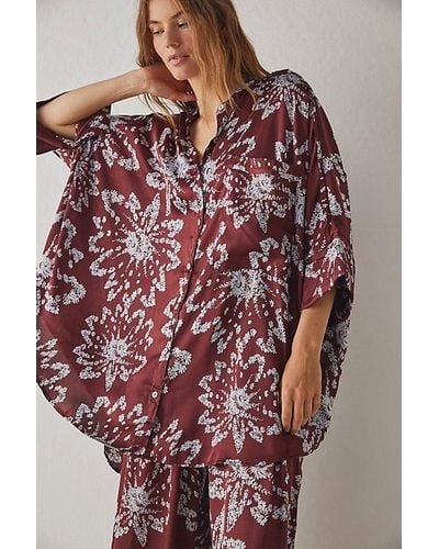 Intimately By Free People Goddess Sleep Shirt Top - Red