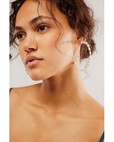 Free People Thinking Of You Pearl Hoops - Brown