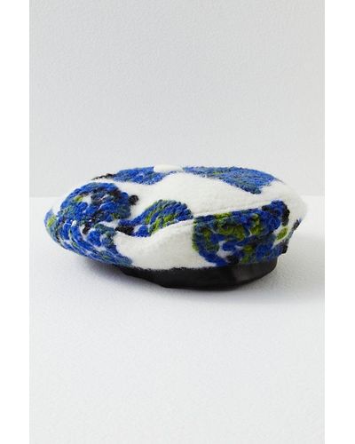 Kangol Wool Floral Beret At Free People In Cream, Size: S-m/p-m - Blue