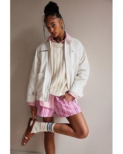 Free People Get Free Striped Pull-on Shorts - Pink