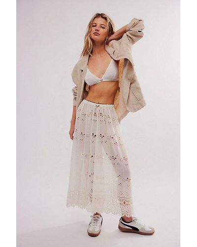 Free People Butterfly Eyelet Lounge Pants - White