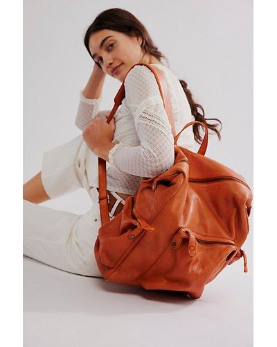 Free People Darcy Leather Backpack - Orange