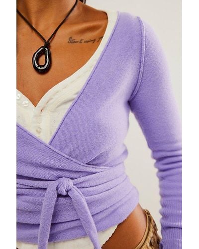 Free People Cashmere Reversible Wrap Sweater - Purple