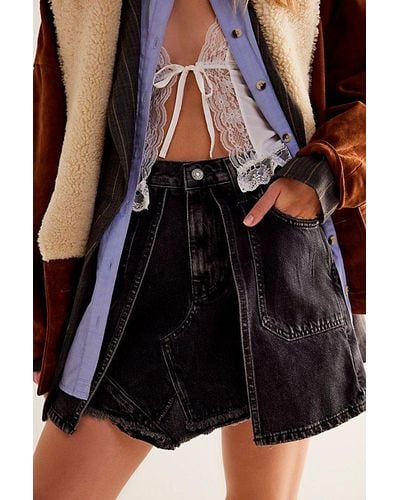 Free People Bare With Me Denim Skirt At Free People In Black Summer, Size: 24