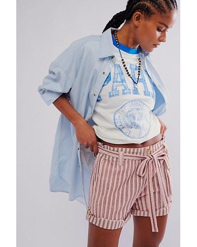Free People Fp One Harriet Striped Shorts - Blue