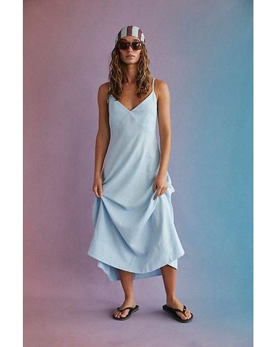 Free People Emmers Linen Midi - Blue