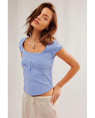 Free People We The Free Love Letter Tee - Blue