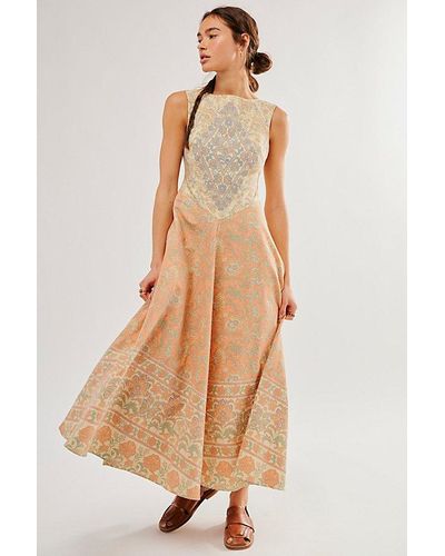 Free People Malena Maxi Dress At In Neutral Combo, Size: Xs - Natural