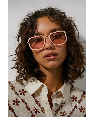 Free People Luna Classic Aviator Sunglasses At In Cotton Candy - Multicolor