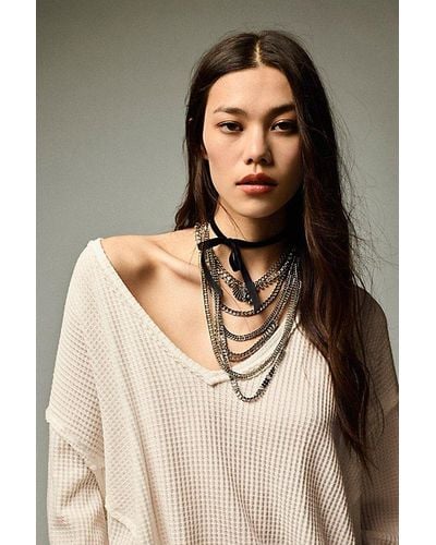Free People The Pistols Stacked Chain Choker At In Silver - Brown