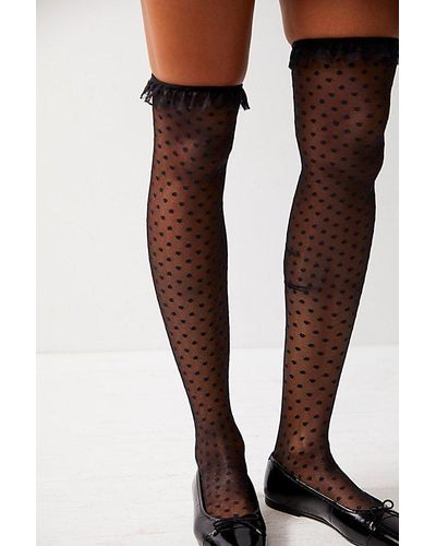 Only Hearts Over-the-knee Ruffle Socks At Free People In Black, Size: S/p