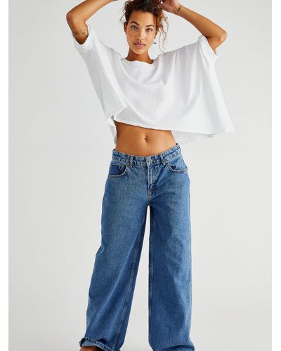 Free People The Ragged Priest Low-rise Baggy Jeans - Blue
