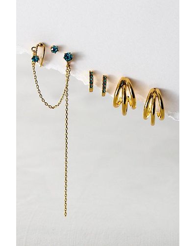 Free People 14k Gold Plated Dripping Earring Set - White