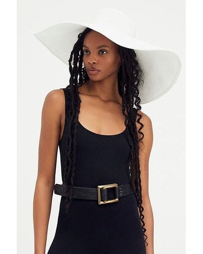 Free People Shady Character Packable Wide Brim Hat At In White - Black