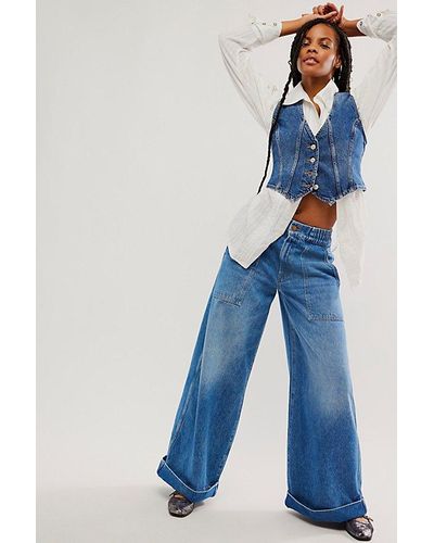 Mother Snacks! By The Tasty Utility Sneak Cuffed Jeans - Blue