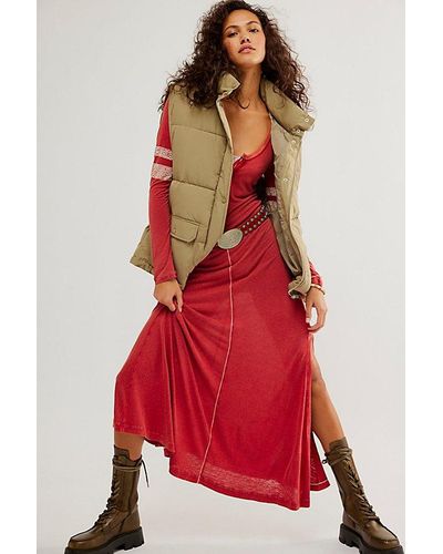 Free People Dreamers Puffa Vest - Red