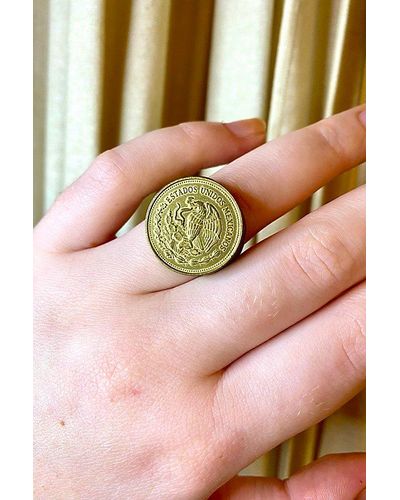 Free People Bronze Coin Rings Selected - Pink