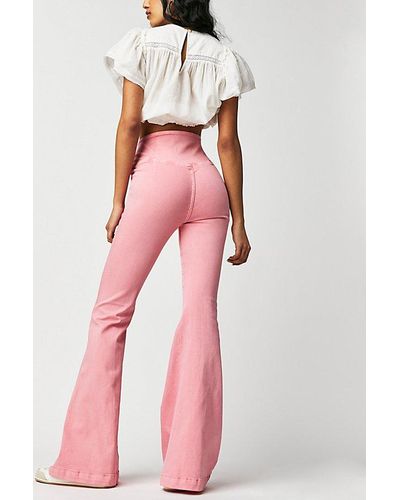 Free People We The Free Venice Beach Flare Jeans - Pink